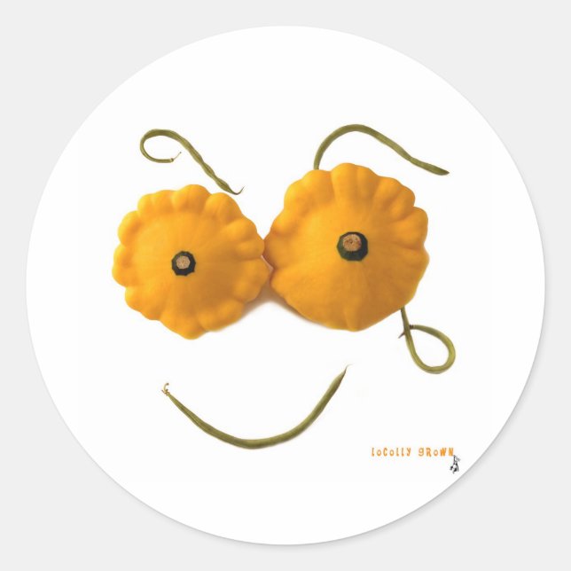 Squash Ansikte Runt Klistermärke (Framsida)