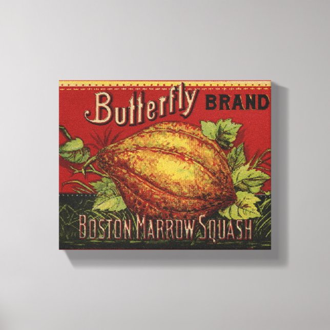 Squash Antique Vegetable Label Can Canvastryck (Framsida)