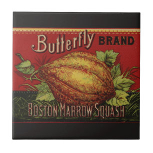 Squash Antique Vegetable Label Can Kakelplatta