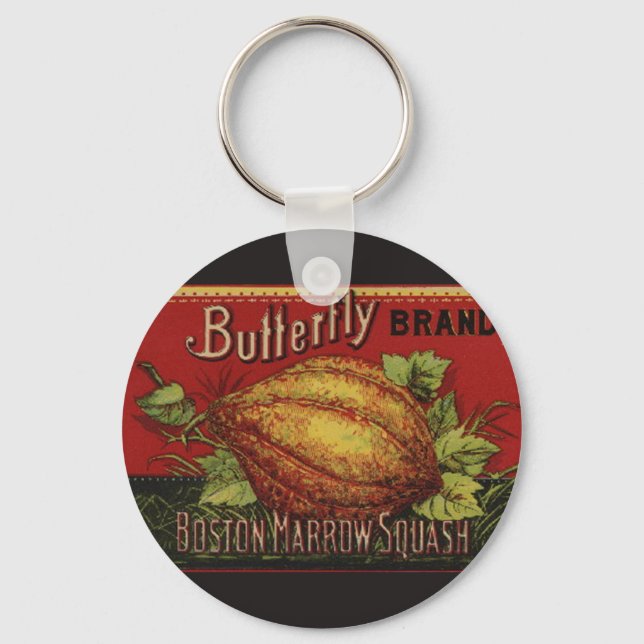 Squash Antique Vegetable Label Can Nyckelring (Framsida)