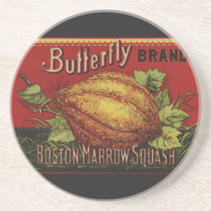 Squash Antique Vegetable Label Can Underlägg Sandsten