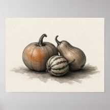 Squash och pumpor höst kök väggkonst affisch