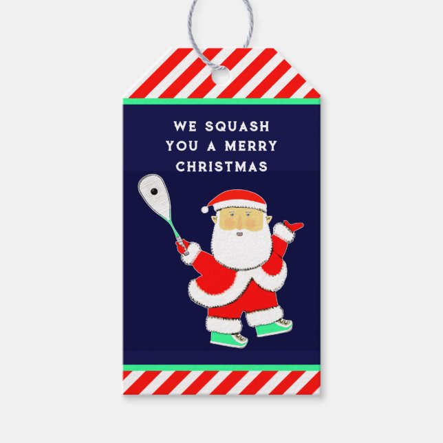 Squash Player Christmas Presentetikett (Framsidan)