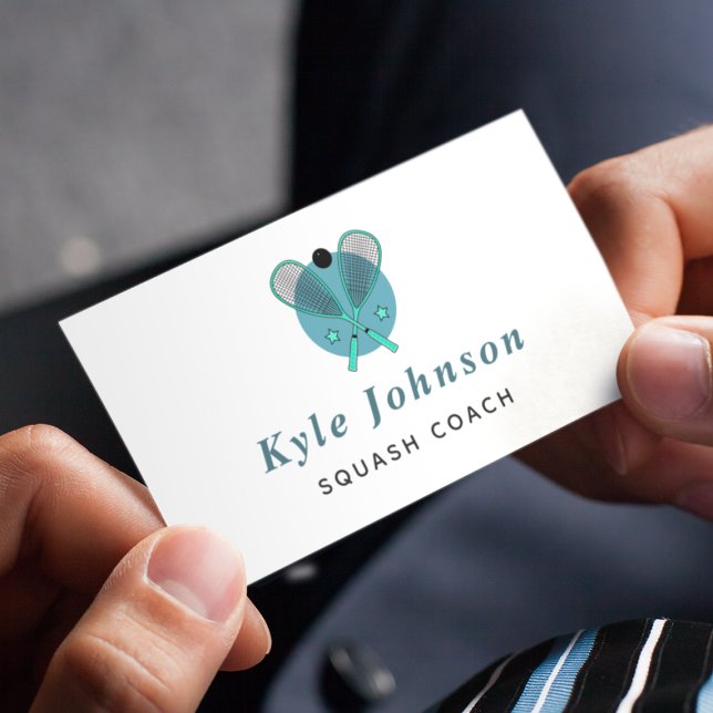 Squash Racquetball Coach Sports Instruktör Lärare Visitkort (Skapare uppladdad)