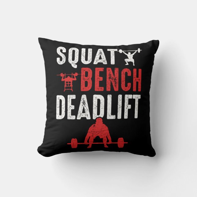 Squat Bench Deadlift Gym Workout Powerlift Kudde (Framsida)