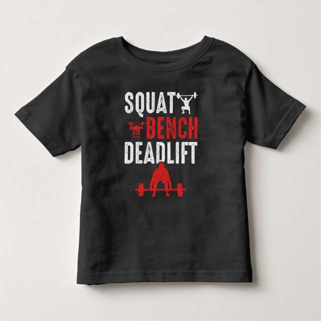 Squat Bench Deadlift Gym Workout Powerlift T Shirt (Framsida)