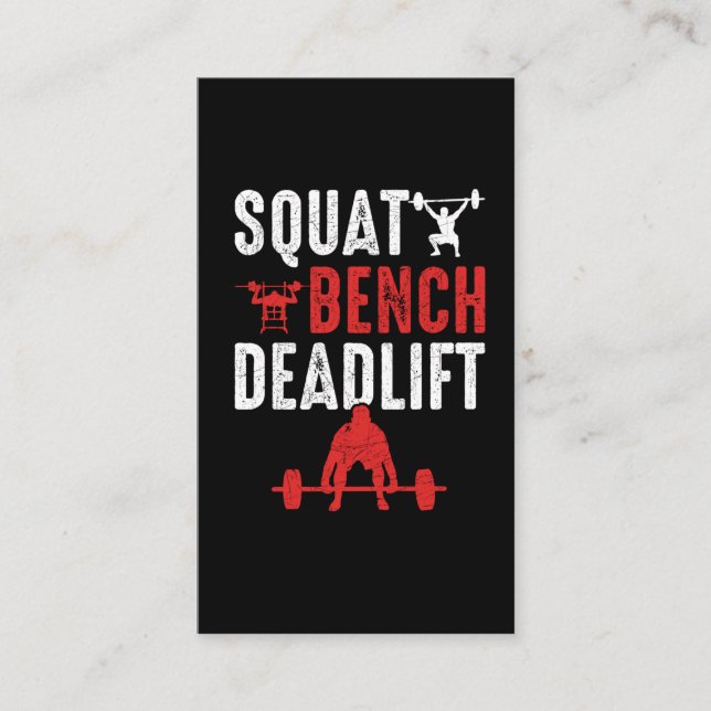 Squat Bench Deadlift Gym Workout Powerlift Visitkort (Framsida)