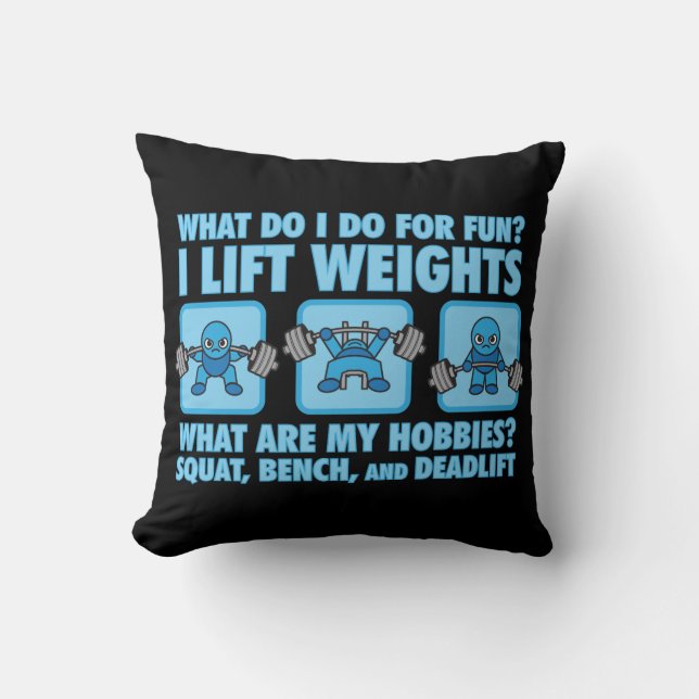 Squat, Bench Press, Deadlift - Hobbieser - Kawaii Kudde (Framsida)