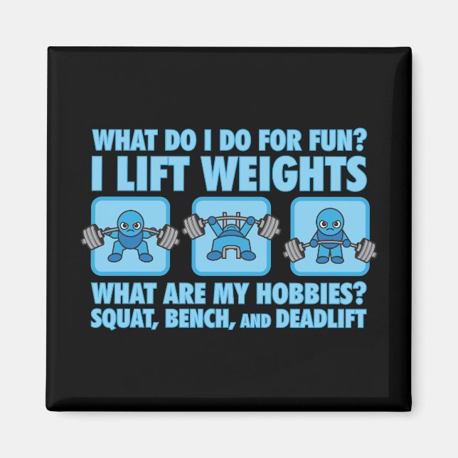 Squat, Bench Press, Deadlift - Hobbieser - Kawaii Magnet (Framsidan)