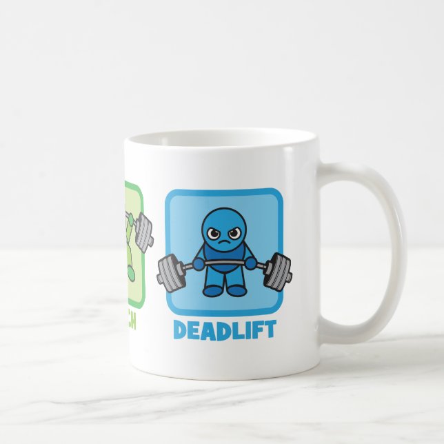 Squat, Bench Press, Deadlift - Kawaii Powerlifter Kaffemugg (Höger)