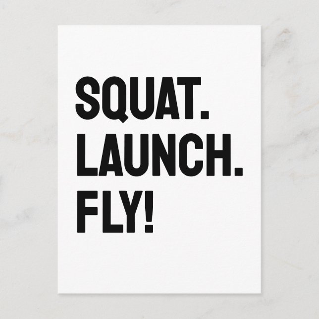 SQUAT. LÄTTA. FLY! Motivering med fet minimalism Vykort (Framsida)