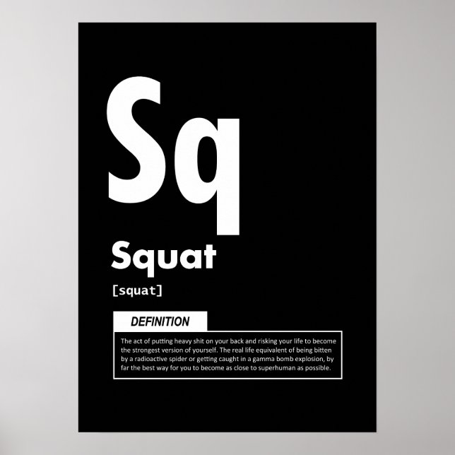 Squat - Periodic Bord - Funny Gym Meme Poster (Framsidan)