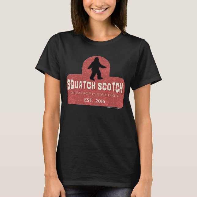 Squatch Scotch röd etikett Tee Shirt (Framsida)