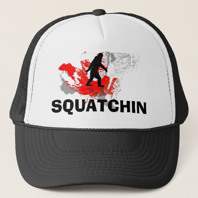 Squatchin med svart bigfoot truckerkeps (Framsida)