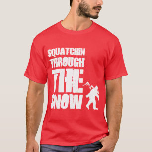 Squatchin till och med snön tee shirt