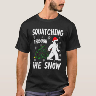 Squatching Through The Snow - Bigfoot Christmas Sa T Shirt