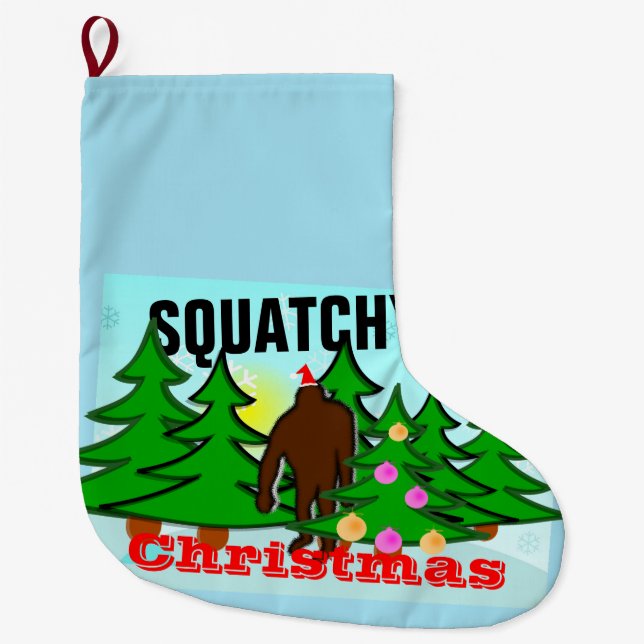Squatchy jul Tacky Bigfoot Stor Julstrumpa (Framsidan)