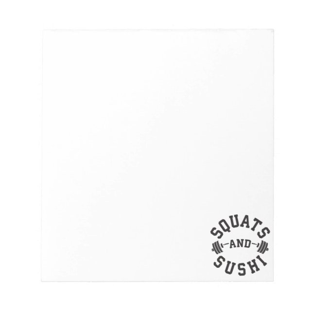 Squats and Sushi - Carbs and Leg Day - Funny Gym Anteckningsblock (Framsida)
