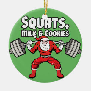 Squats, mjölk och kakor - jultomten julgransprydnad keramik