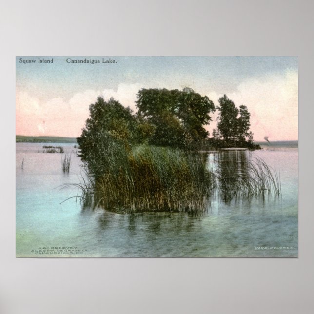 Squaw Island, Canandaigua Sjö, NY Vintage Poster (Framsidan)