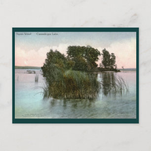 Squaw Island, Canandaigua Sjö, NY Vintage Vykort