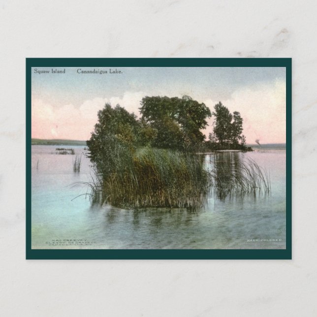 Squaw Island, Canandaigua Sjö, NY Vintage Vykort (Framsida)