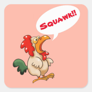 Squawking Chicken Fyrkantigt Klistermärke