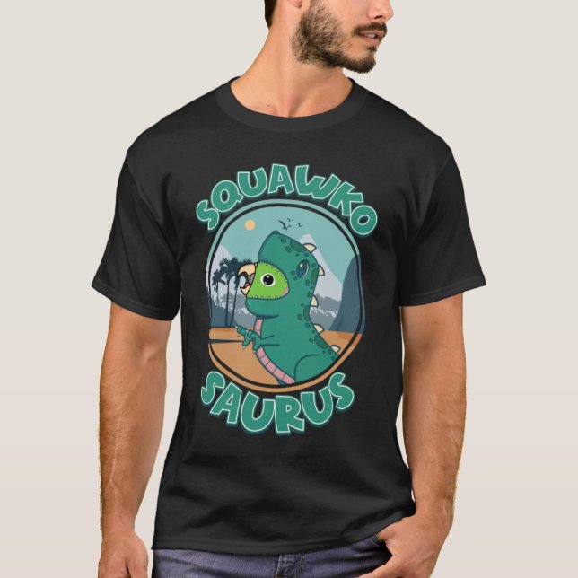 Squawkosaurus Rex Parrot I Grönt Parrotlet T Shirt (Framsida)