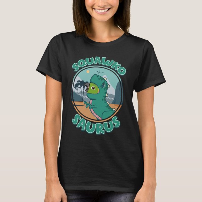 Squawkosaurus Rex Parrot I Gult naped Amazon T Shirt (Framsida)