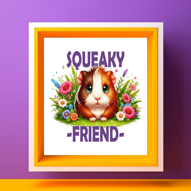 Squeaky Friend pun. Cute Baby Guineas Gris tecknad Fototryck (Skapare uppladdad)