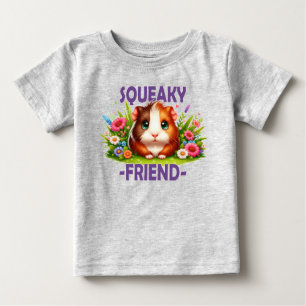 Squeaky Friend pun. Cute Baby Guineas Gris tecknad T Shirt