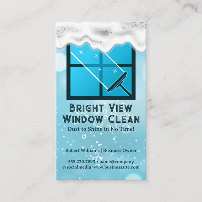 Squeegee | Fönster Städning | Soap Bubbles Visitkort (Framsida)