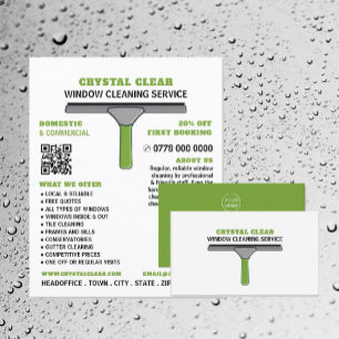 Squeegee, Window Cleaner, Städning Service Advert Reklamblad