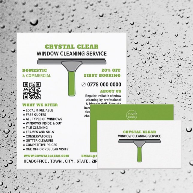 Squeegee, Window Cleaner, Städning Service Visitkort (Skapare uppladdad)