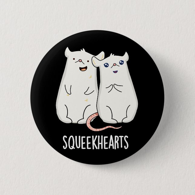 Squeekhearts Funny Mouse Swehoney Pun Mörk BG Knapp (Framsida)