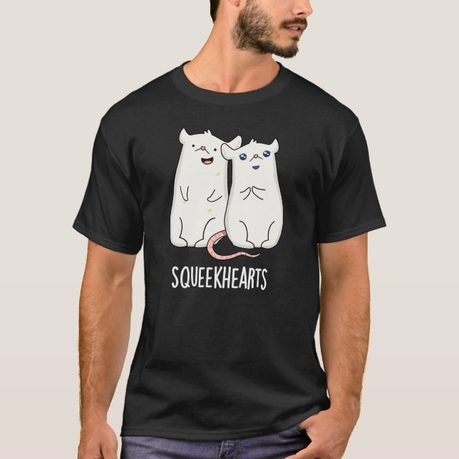 Squeekhearts Funny Mouse Swehoney Pun Mörk BG T Shirt (Framsida)