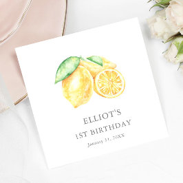 Squeeze Lemon Citrus Baby Första födelsedag Välkom Pappersservett