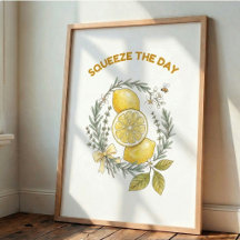 Squeeze The Day Citron Kök Väggkonst Affisch