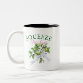 Squeeze The Day Coffee Mug: Funny Lemon Quote Två-Tonad Mugg