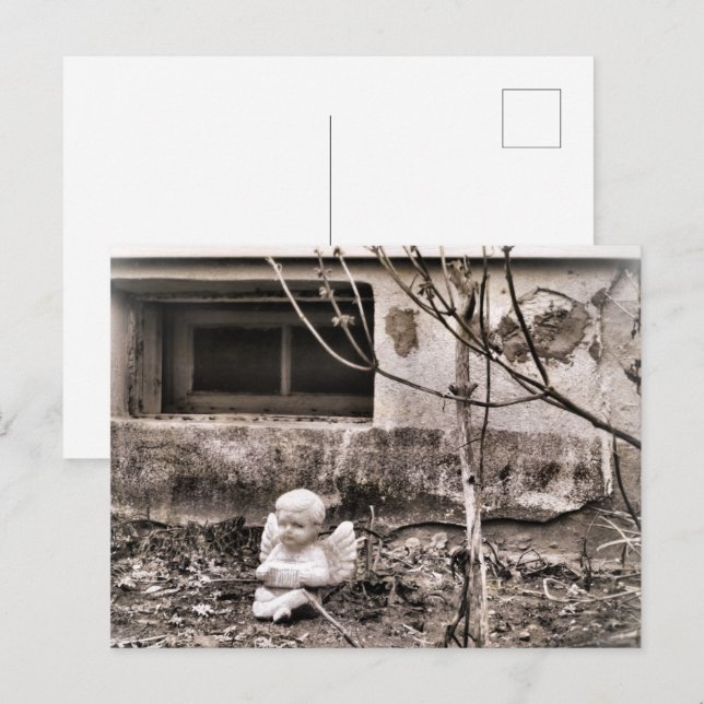 Squeezebox Angel i Winter Garden Sepia Tones Vykort (Fram/baksida)