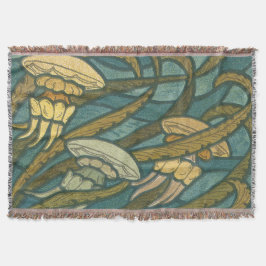 Squid Aqua och Gult Mönster Filt