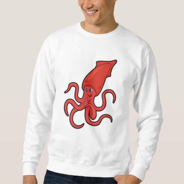 Squid at Poker med Poker-kort Lång Ärmad Tröja (Framsida)