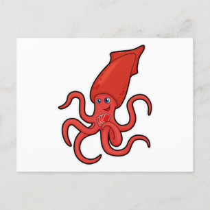 Squid at Poker med Poker-kort Vykort