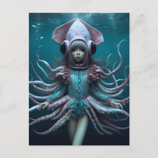 Squid Fashions AI-genererad konst Vykort (Framsida)