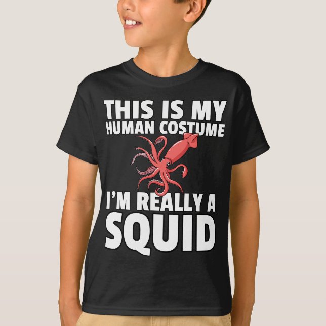 Squid Fish Halloween Kraken Octopus marina biologi T Shirt (Framsida)