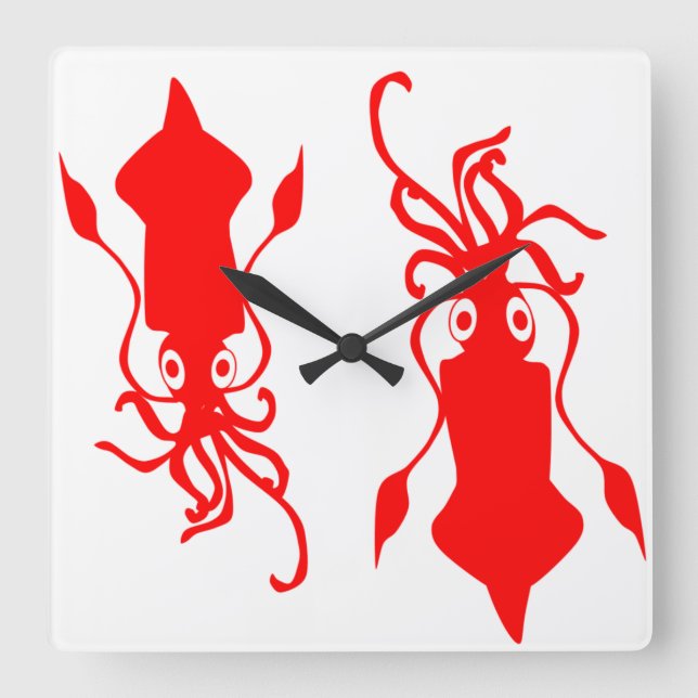 Squid Fyrkantig Klocka (Framsida)