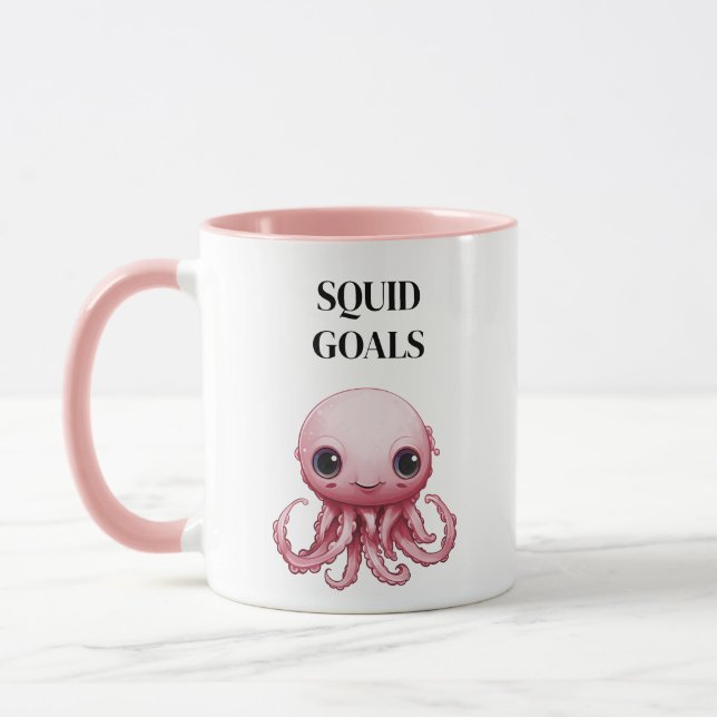 Squid Goals  Rosa Cute Mugg (Vänster)