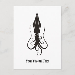 Squid Icon Black Vykort