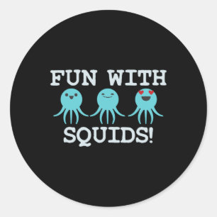 Squid Marine Biolog Teacher Student Gift Runt Klistermärke