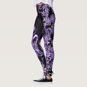 Squid och Ro Royalets Lila & Black Leggings
